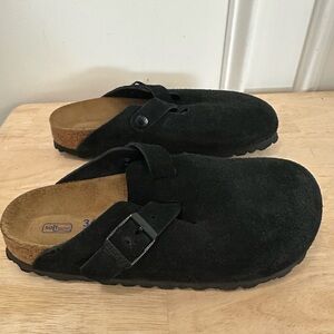 Birkenstock Boston Black Suede Women's Shoes